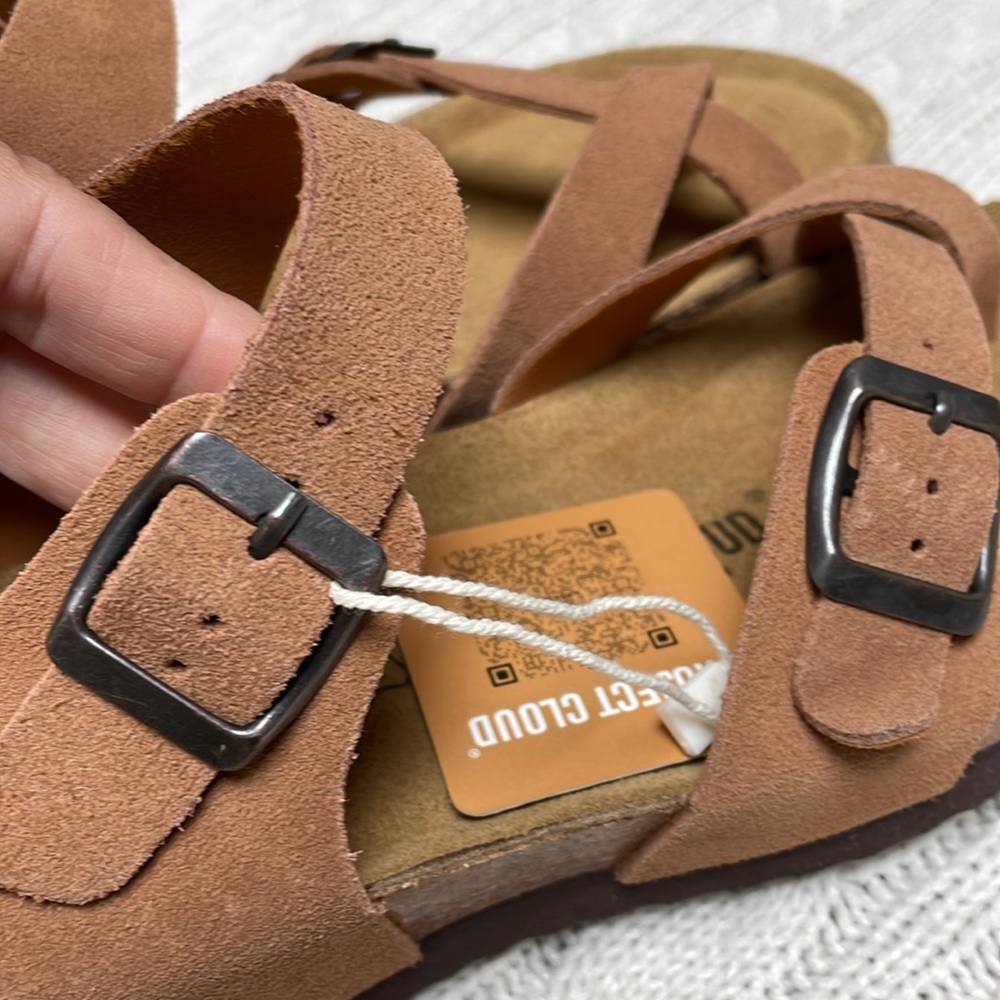 NWT women’s Project Cloud Sz 8 strappy sandals Leather insole memory foam buckle - Picture 6 of 14